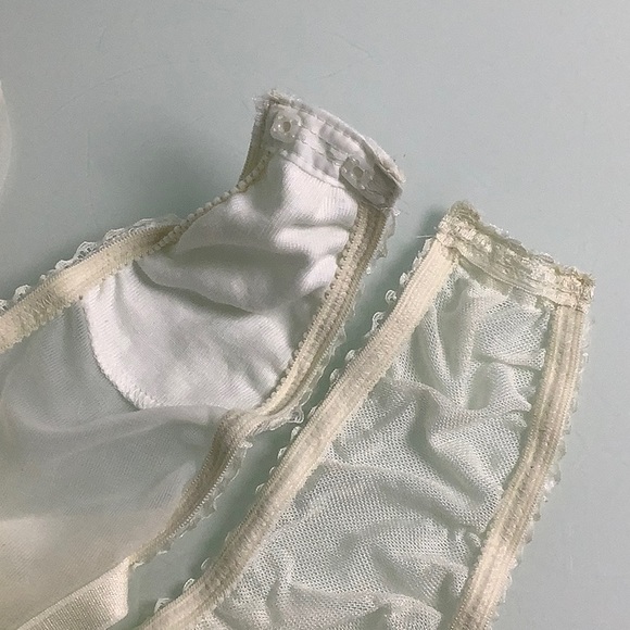 VGT Escante Sheer Nylon babydoll shapewear White bodysuit with gathers SZ S EUC - Picture 14 of 16